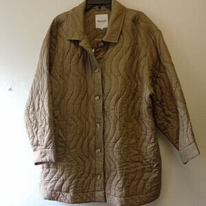 Madewell Quilted Light Weight Button Down Jacket Green Plus Size 3X New With Tag